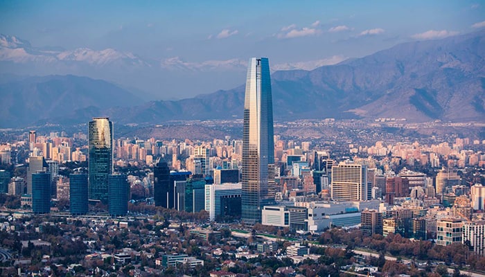 Vista panoramica de la cuidad de Santiago de Chile. en Chile